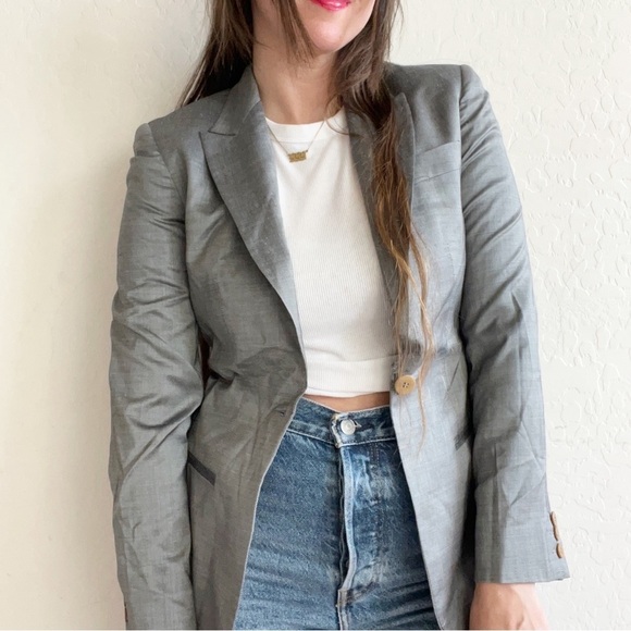 Vintage Giorgio Armani Grey Blazer One Button Front Closure - Picture 3 of 9